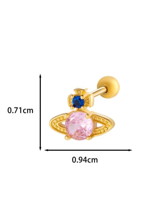 9 # Golden Brass Cubic Zirconia Planet Dainty Single Earring