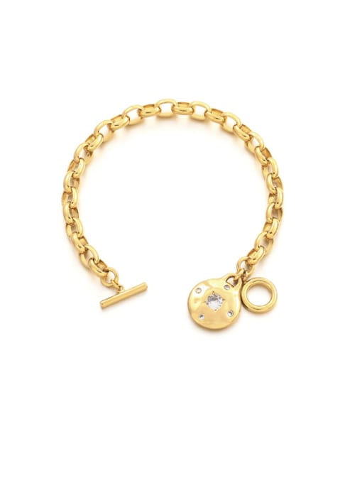 Gold bracelet 18cm Brass Cubic Zirconia Geometric Vintage Necklace