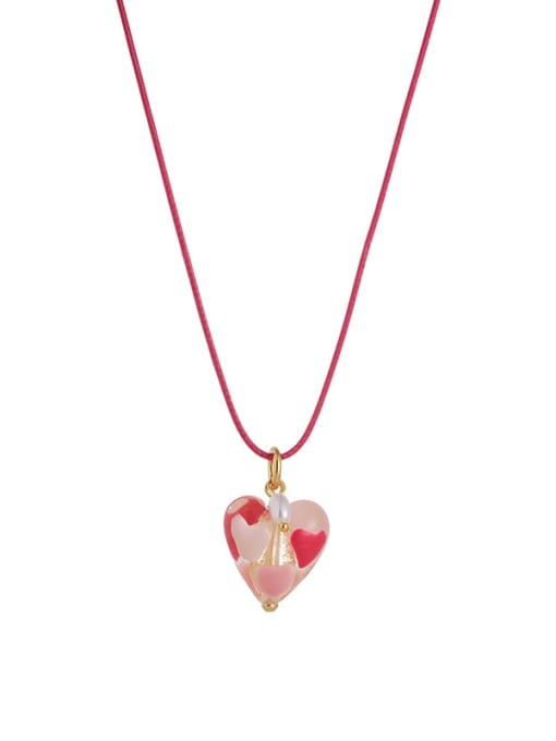 Option 4 Pre-sale Brass Enamel Heart Cute Necklace