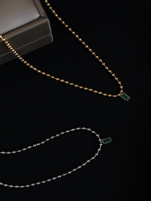 Five Color Brass Bead  Chain Geometric Vintage Necklace 2