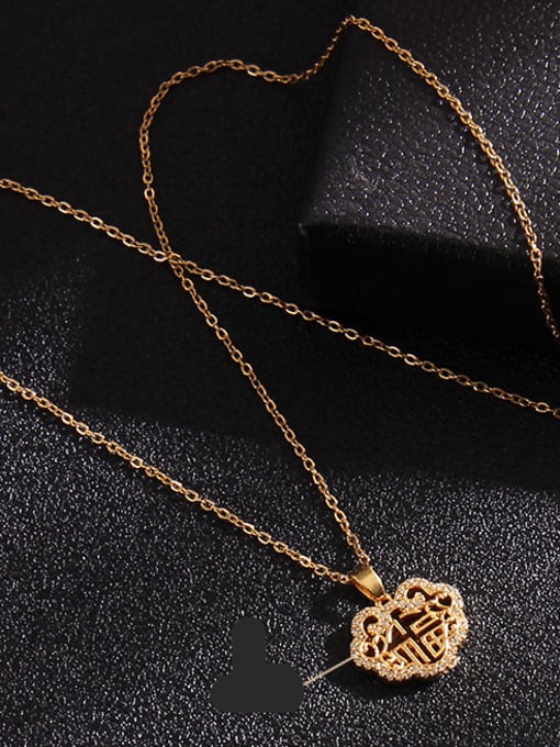 A205 Copper Cubic Zirconia Water Drop Trend  House Bag Pendant Necklace
