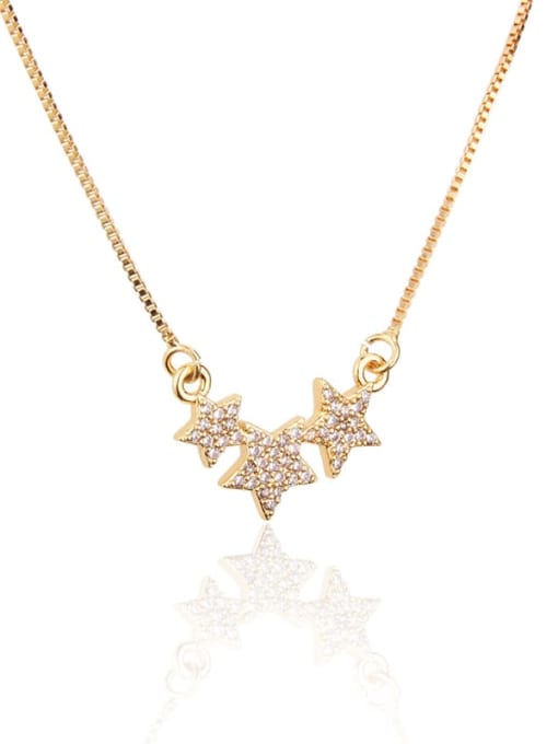 renchi Brass Star Cubic Zirconia Earring and Necklace Set 3