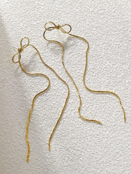 14k Gold Brass Tassel Minimalist Threader Earring