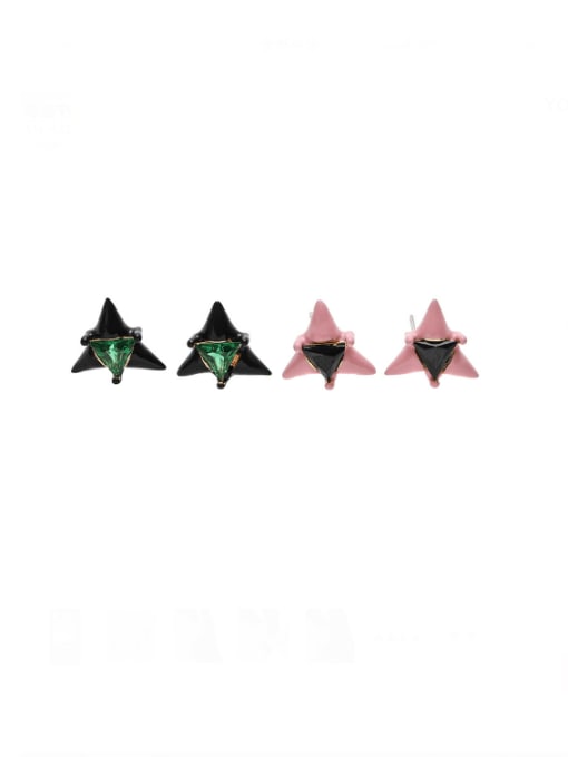 Five Color Brass Cubic Zirconia Triangle Minimalist Stud Earring