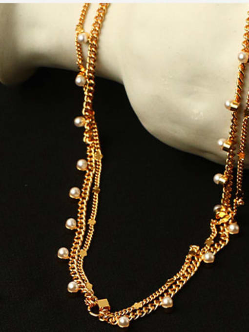 ACCA Brass Imitation Pearl Star Vintage Multi Strand Necklace 2