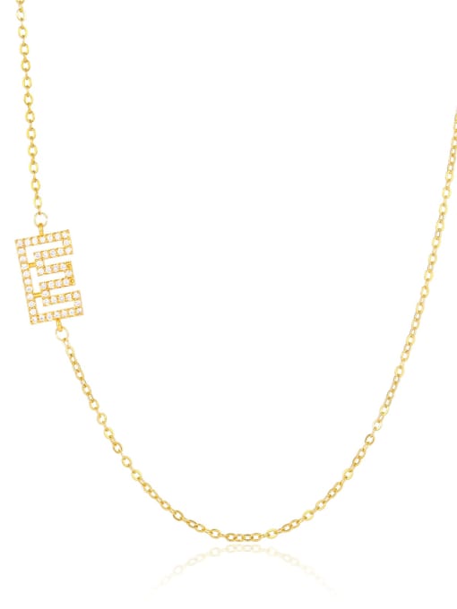 E Brass Cubic Zirconia Letter Minimalist Necklace