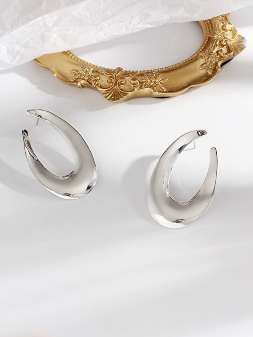 HYACINTH Copper   Simple glossy irregular Trend Korean Fashion Earrings Stud Trend Korean Fashion Earring 2