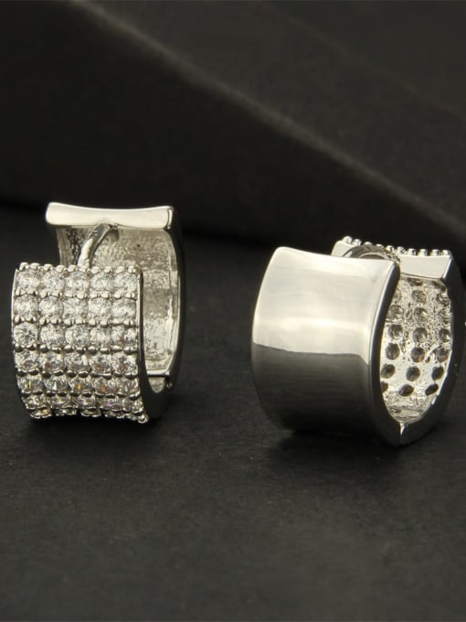 renchi Brass Cubic Zirconia Geometric Luxury Huggie Earring 1