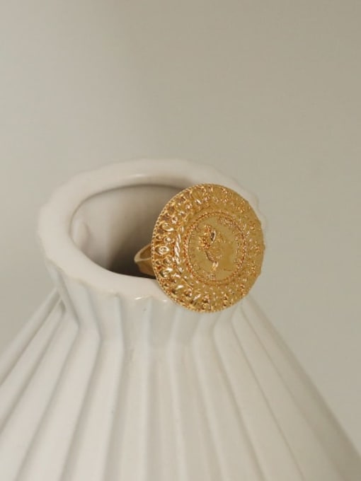 ACCA Brass Geometric Portrait Vintage Band Ring 2