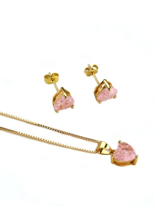 Gold Plated zircon Brass Heart Cubic Zirconia Earring and Necklace Set
