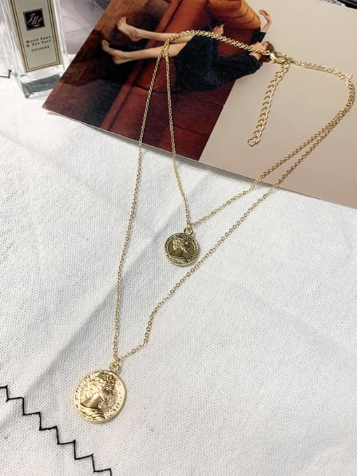 Golden Alloy Locket Trend Multi Strand Necklace