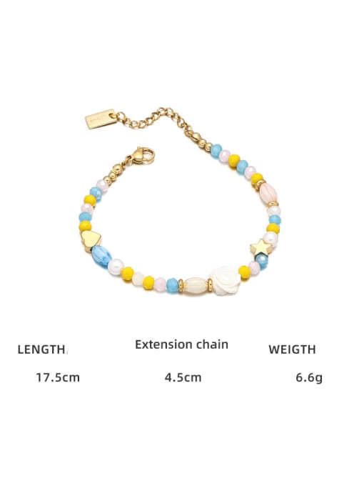 Five Color Titanium Steel Glass beads Geometric Bohemia Handmade Beaded Bracelet 2