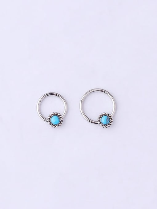 HISON Stainless steel Turquoise Geometric Vintage Nose Rings 4