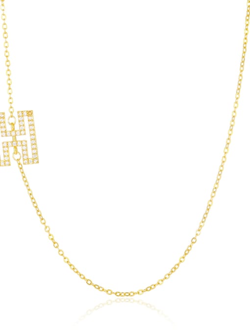 H Brass Cubic Zirconia Letter Minimalist Necklace