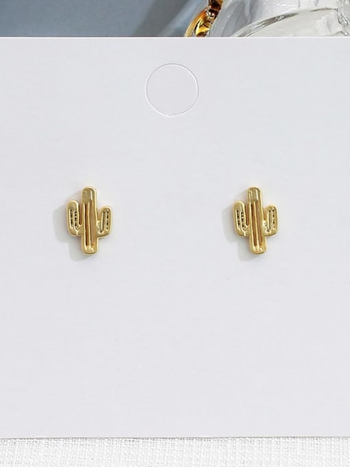 Dumb gold Copper Smooth Cactus Cute Stud Trend Korean Fashion Earring