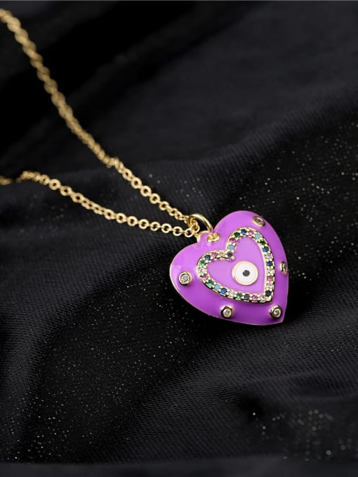 AOG Brass Enamel Vintage Heart  Pendant Necklace 2