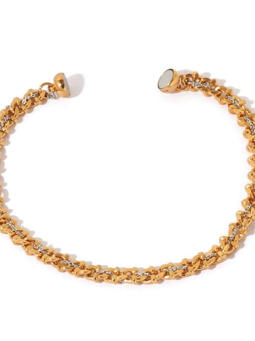 golden Brass Cubic Zirconia Geometric Vintage Link Bracelet