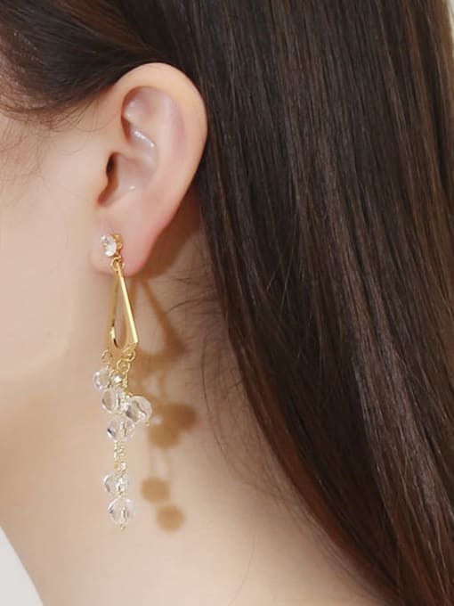 HYACINTH Copper Crystal triangle Tassel Dainty Stud Trend Korean Fashion Earring 1