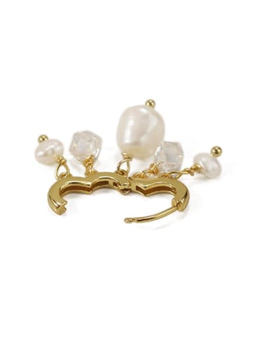 ACCA Brass Freshwater Pearl Geometric Minimalist Huggie Earring 2