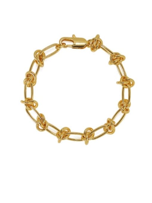 golden Brass  Hollow Geometric Knot Artisan Bracelet
