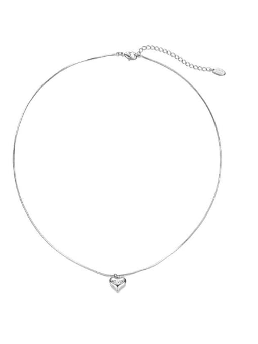 Platinum Brass Heart Minimalist Necklace