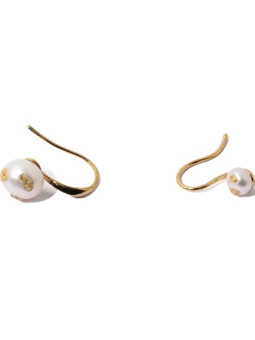 TINGS Brass Freshwater Pearl Flower Vintage Hook Earring (single) 4