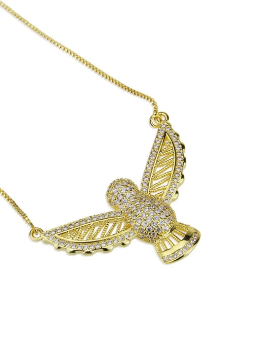 renchi Brass Rhinestone Owl Dainty Necklace 1