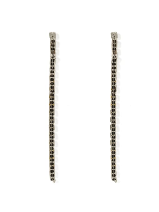 platinum Brass Cubic Zirconia Tassel Classic Threader Earring