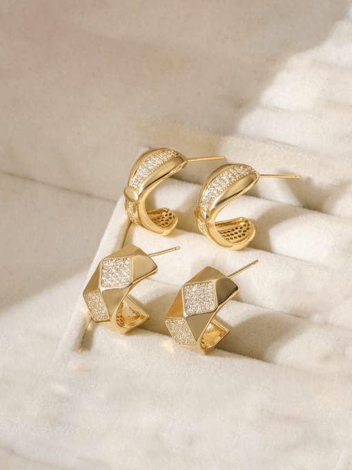 AOG Brass Cubic Zirconia Geometric Minimalist Stud Earring 0