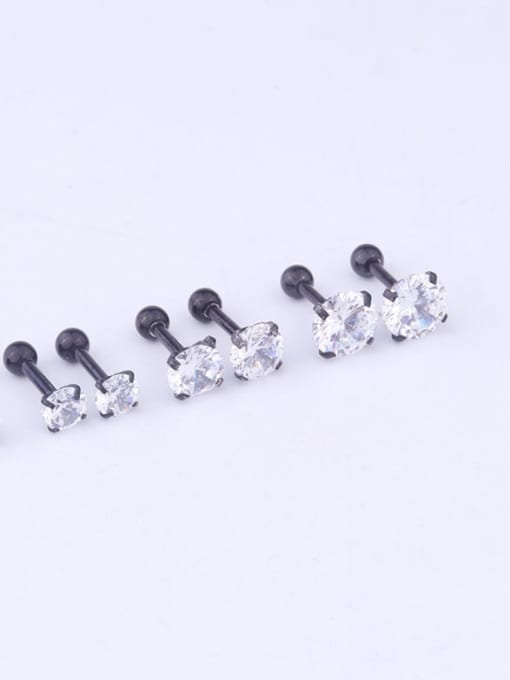 HISON Stainless steel Cubic Zirconia Round Hip Hop Stud Earring 2