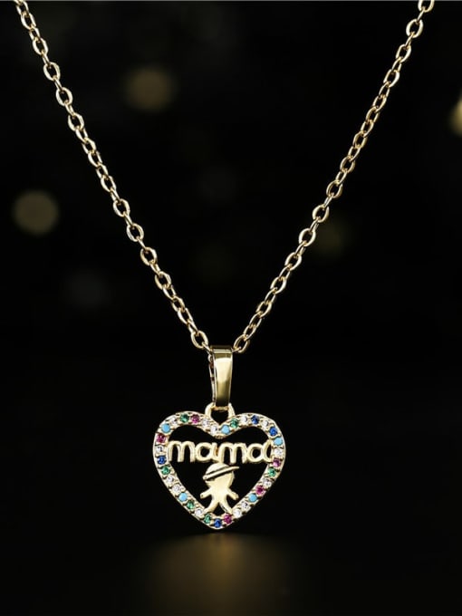 AOG Brass Cubic Zirconia Letter Minimalist Heart Pendant Necklace 2