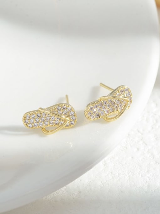 Gold E1028 Brass Cubic Zirconia Geometric Dainty Stud Earring