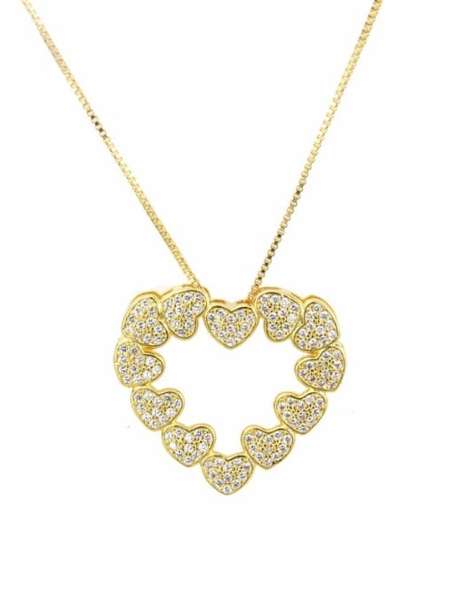 gold-plated Brass Cubic Zirconia Heart Minimalist Necklace