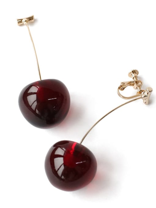 ACCA Brass Garnet Friut Cherry Minimalist Drop Earring 0