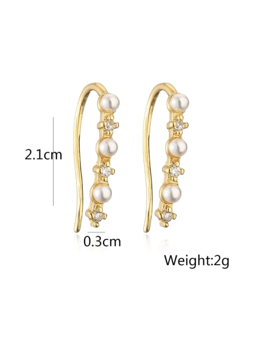 AOG Brass Imitation Pearl Geometric Minimalist Hook Earring 2