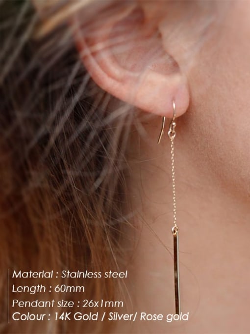 Desoto Stainless steel Tassel Minimalist Hook Earring 2