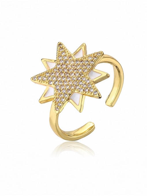 11666 Brass Cubic Zirconia Five-Pointed Star Vintage Band Ring