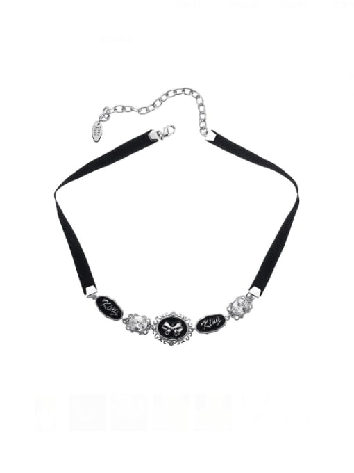 TINGS Brass Cubic Zirconia Bowknot Hip Hop Necklace