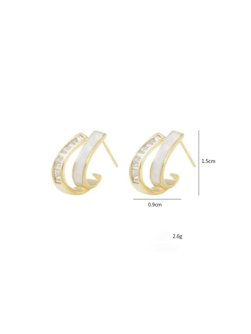 YOUH Brass Cubic Zirconia Enamel Geometric Trend Stud Earring 2