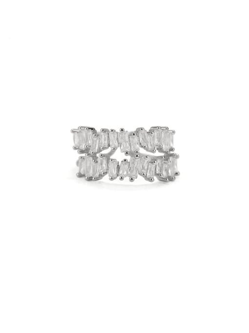 ACCA Brass Cubic Zirconia Geometric Vintage Band Ring