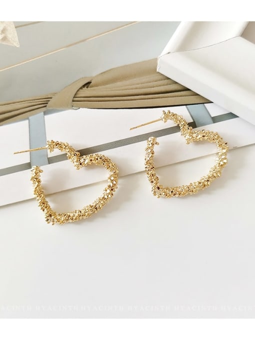 Love gold Copper  Hollow Heart Minimalist Stud Trend Korean Fashion Earring