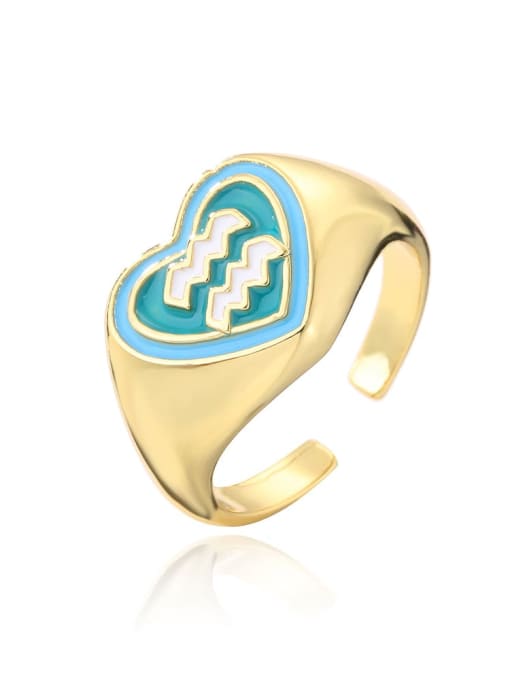 aquarius Brass Enamel Heart Vintage Band Ring