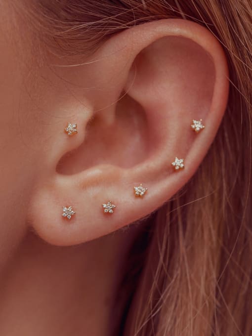 COLSW Brass Cubic Zirconia Star Minimalist Stud Earring 1