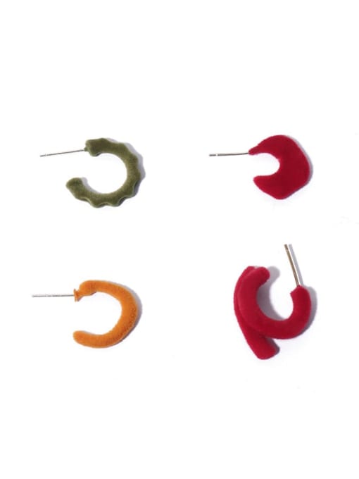 Five Color Alloy Plush Geometric Minimalist Stud Earring 4