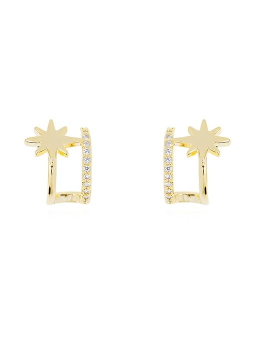 14K gold Copper Cubic Zirconia Star Cute Stud Trend Korean Fashion Earring