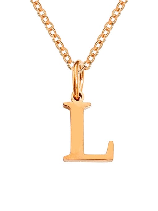 L 玫瑰金 Stainless steel Letter Minimalist Necklace