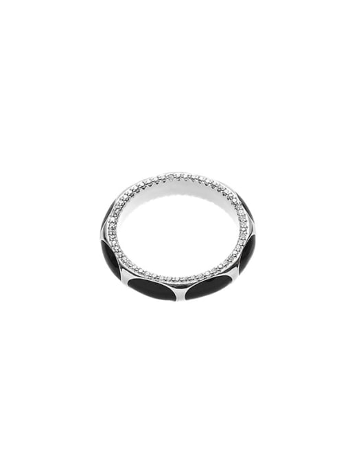Black Dropping Oil Ring Brass Enamel Geometric Minimalist Band Ring