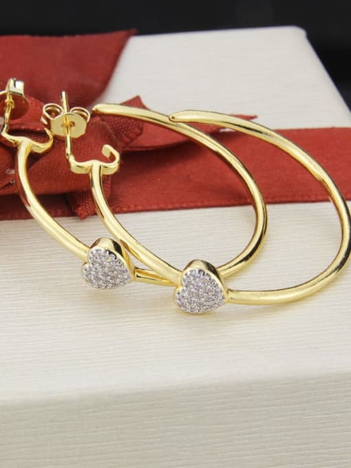 gold-plated Brass Cubic Zirconia Heart Minimalist Hoop Earring