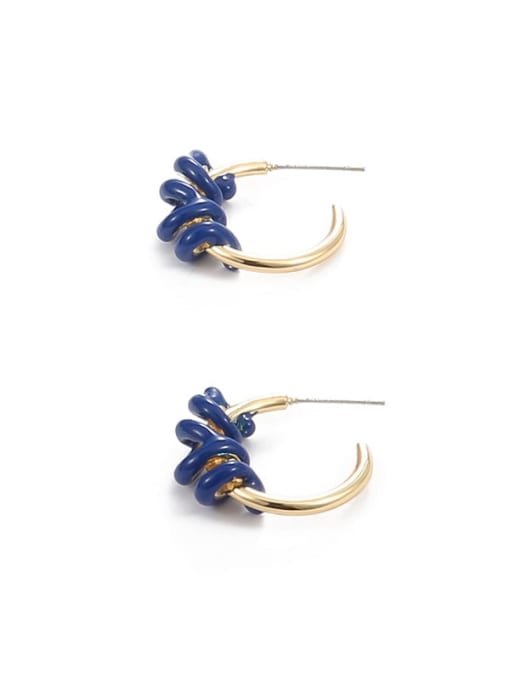 Blue winding Zinc Alloy Enamel Geometric Vintage Stud Earring