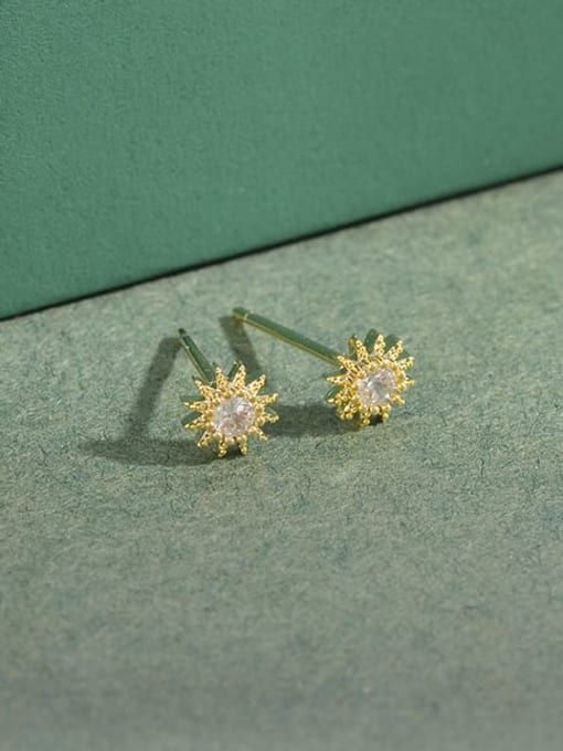 YOUH Brass Cubic Zirconia Star Moon Minimalist Stud Earring Set 1